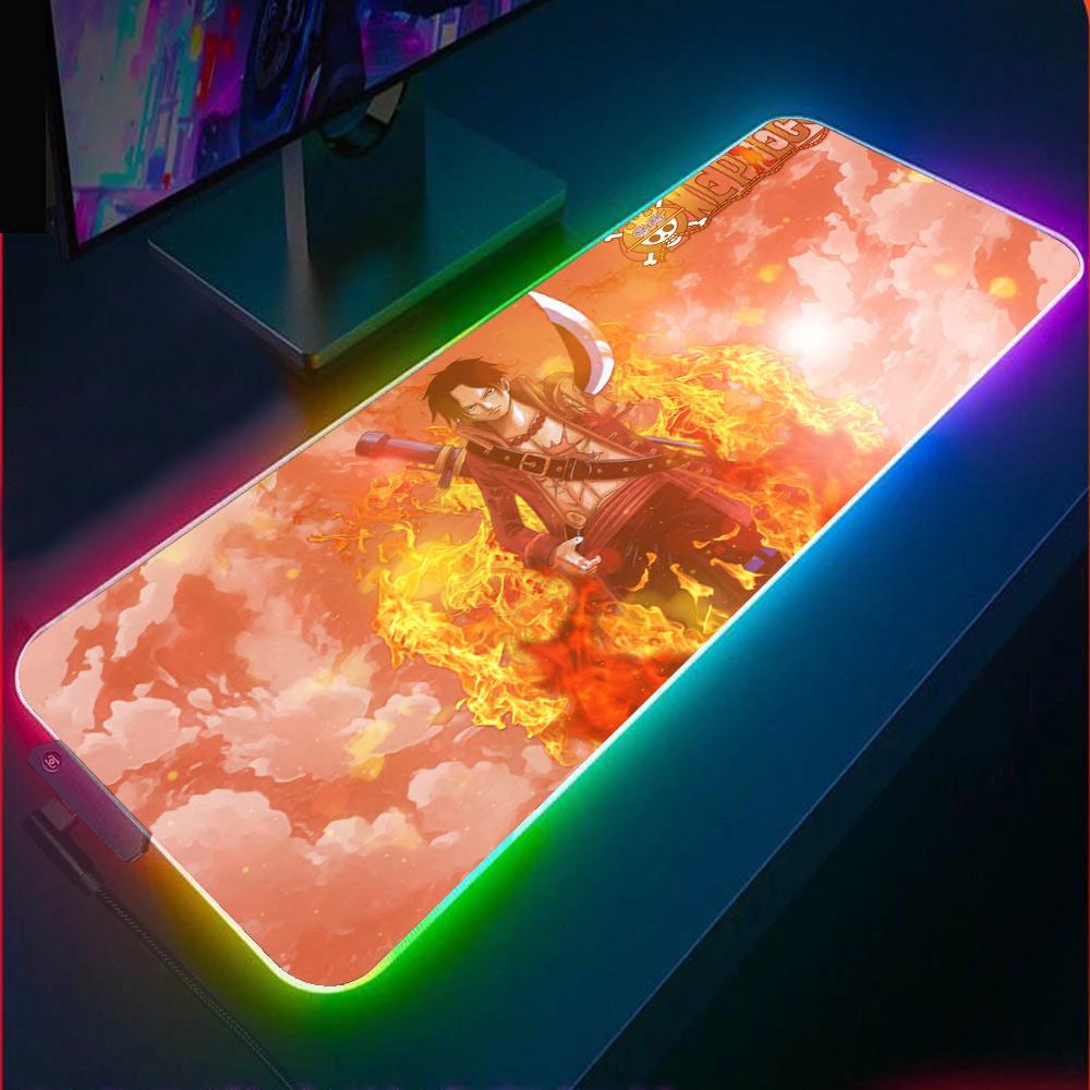 Allleftout One Piece Ace Rgb Gaming Mouse Pad