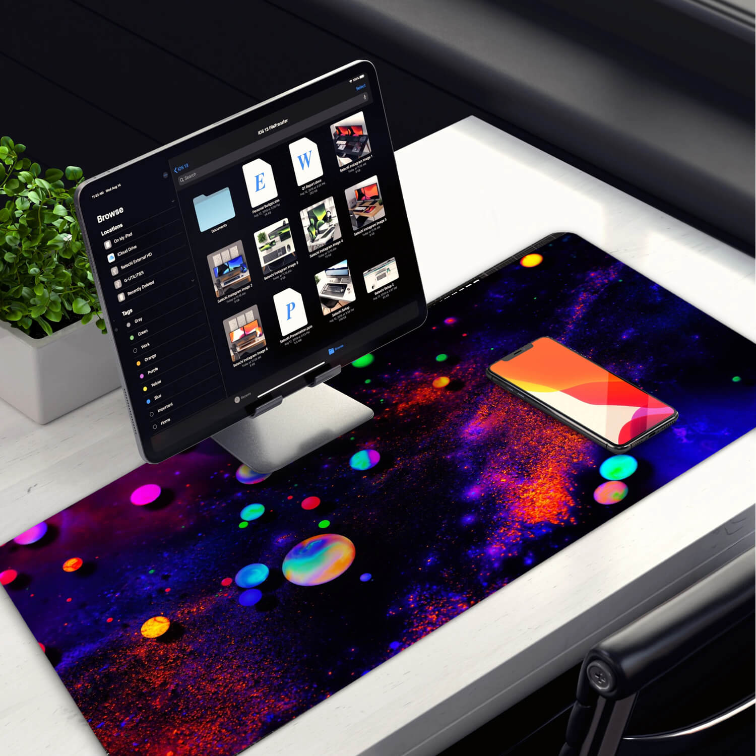 Allleftout Neon Universe Desk Pad