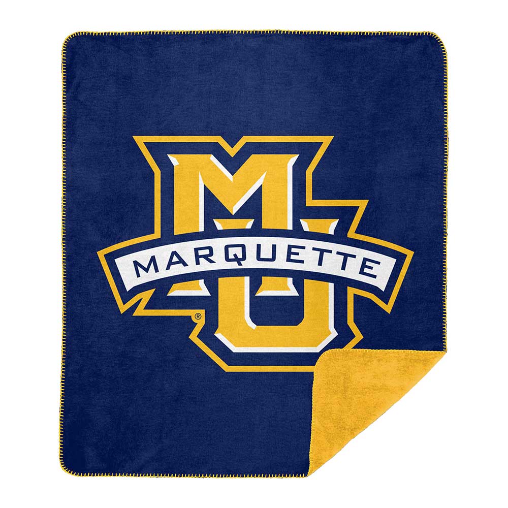 NCAA Marquette Golden Ea Silver Knit Throw Blanket