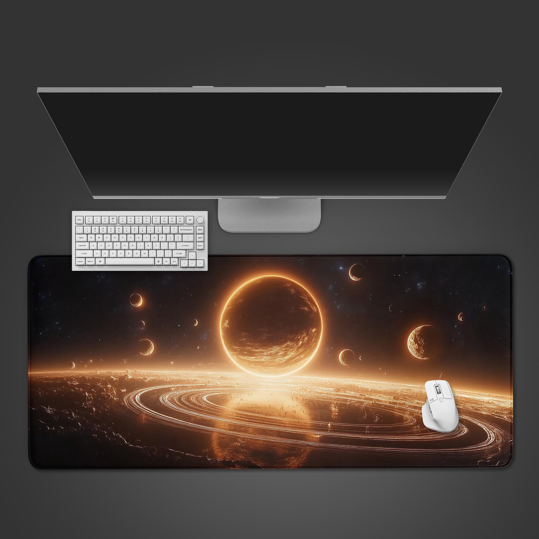 Allleftout Cosmic Rings And Moons Desk Pad