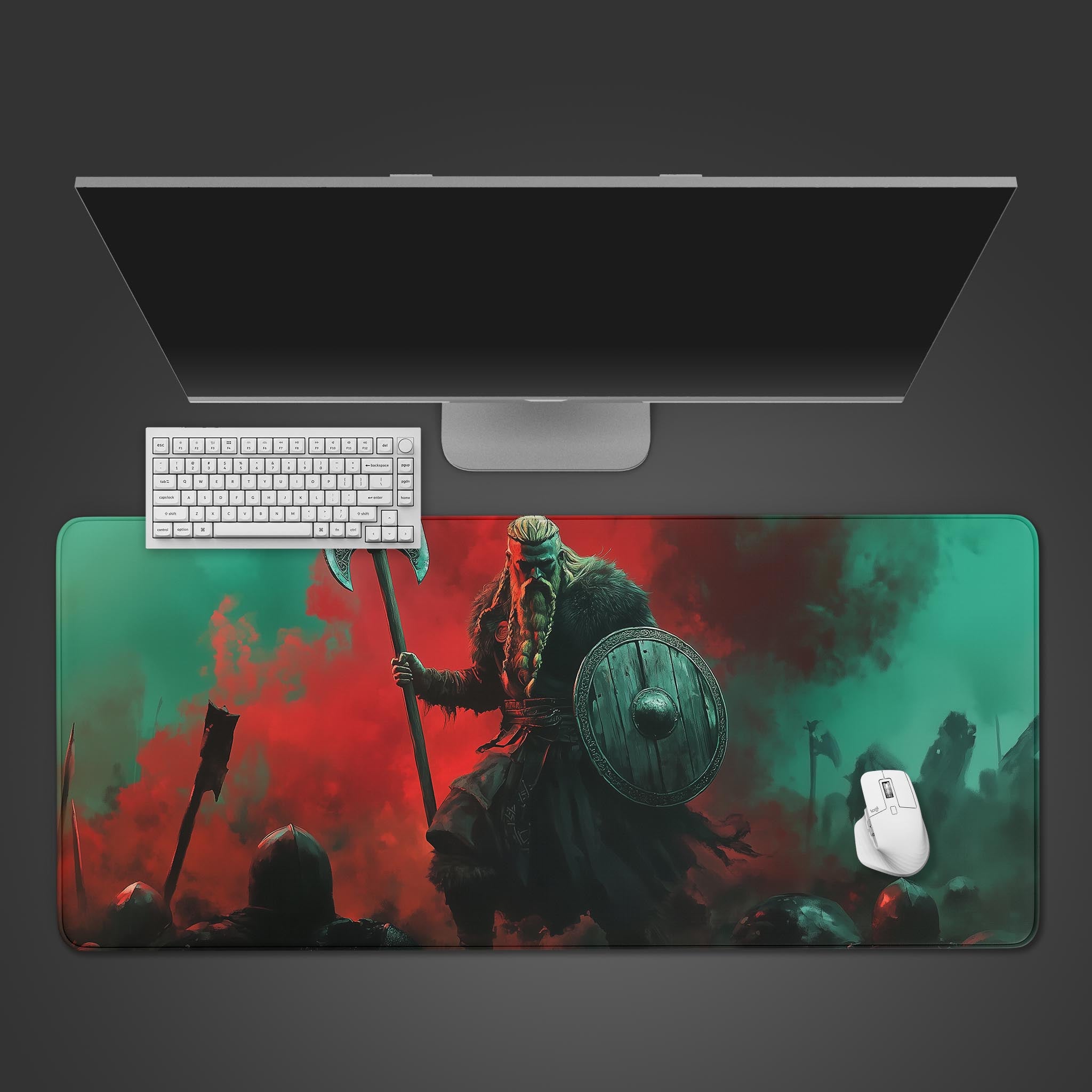 Allleftout Green And Red Viking Desk Pad