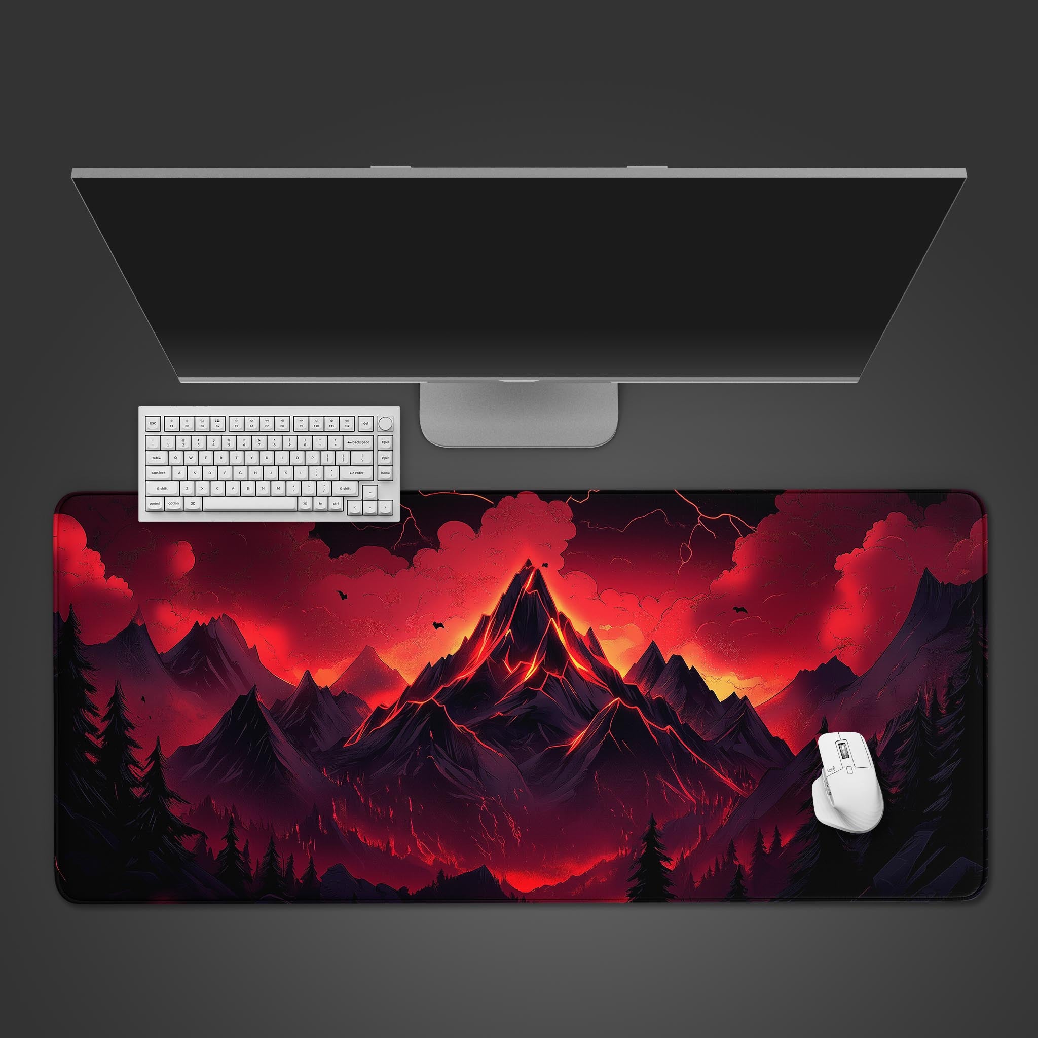 Allleftout Crimson Mountains Desk Pad
