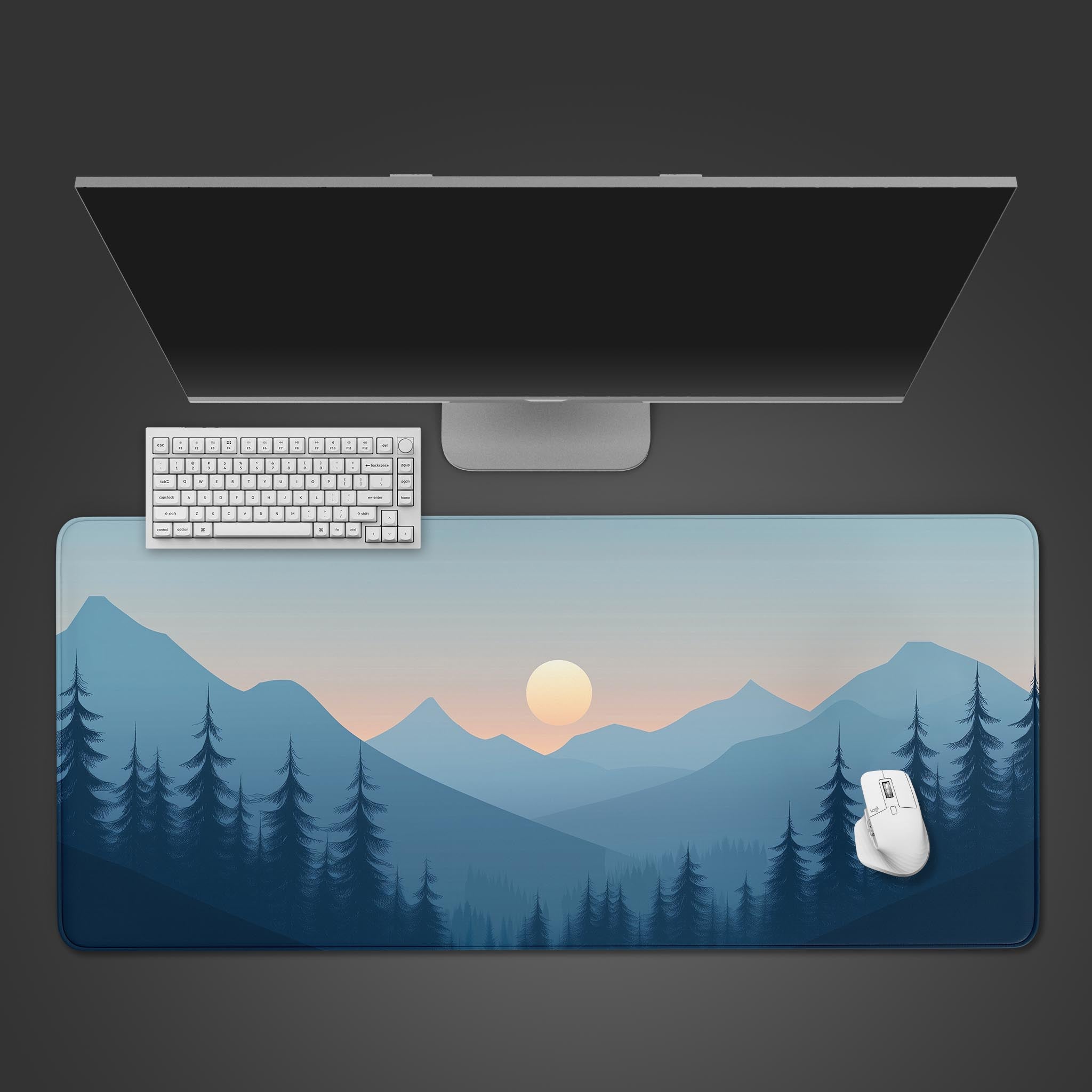 Allleftout Mountain Sunset Blue Desk Pad