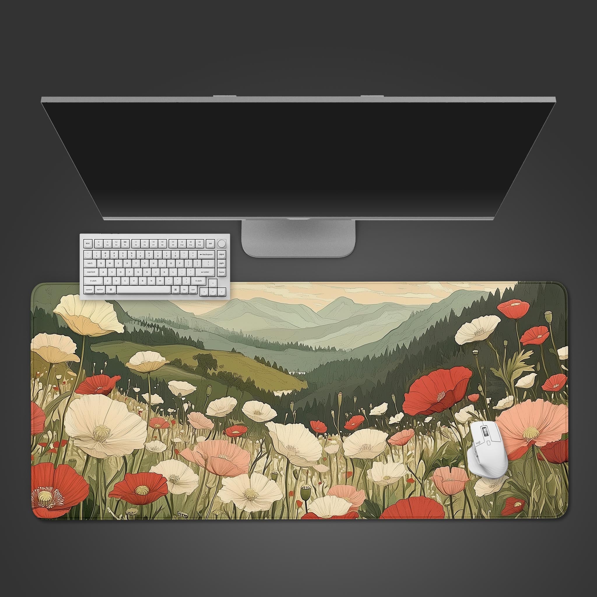 Allleftout Poppy Wildflower Landscape Desk Pad