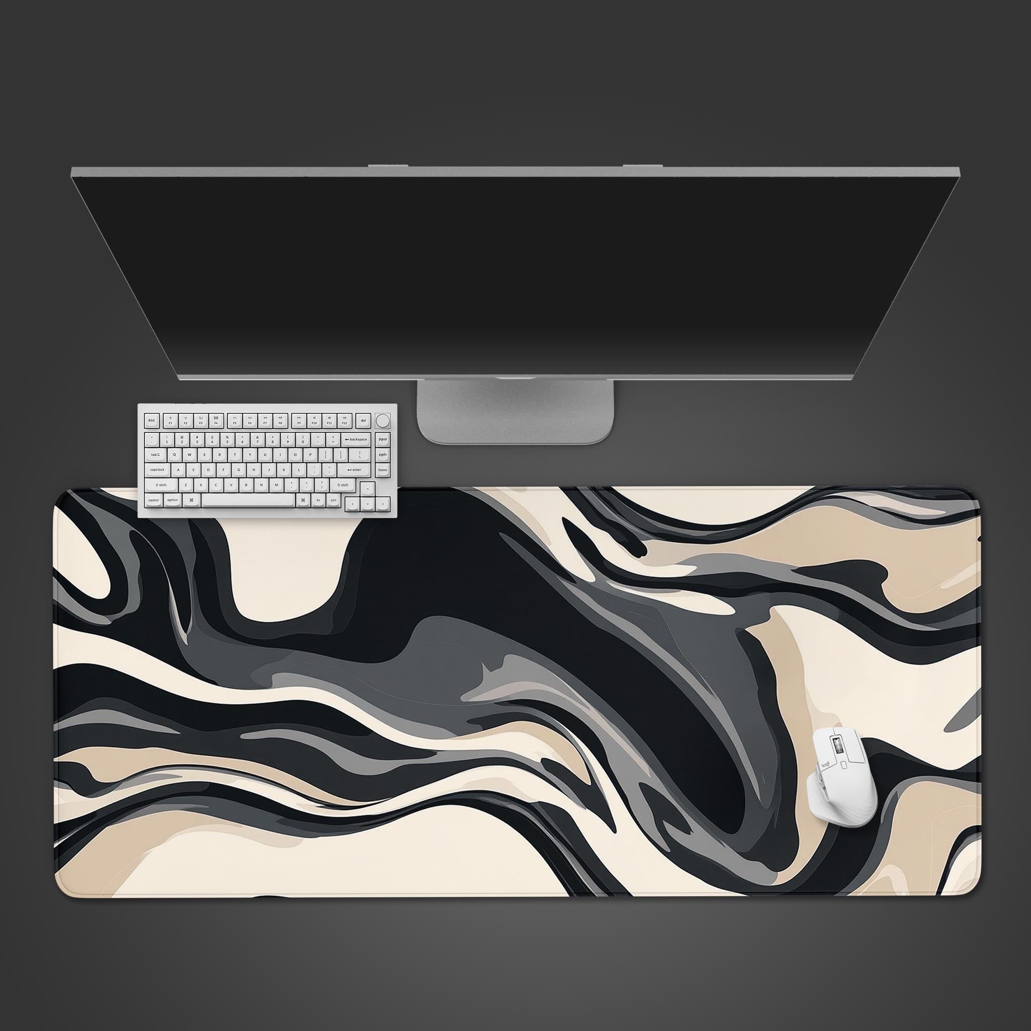 Allleftout Black White Cream Boho Desk Pad
