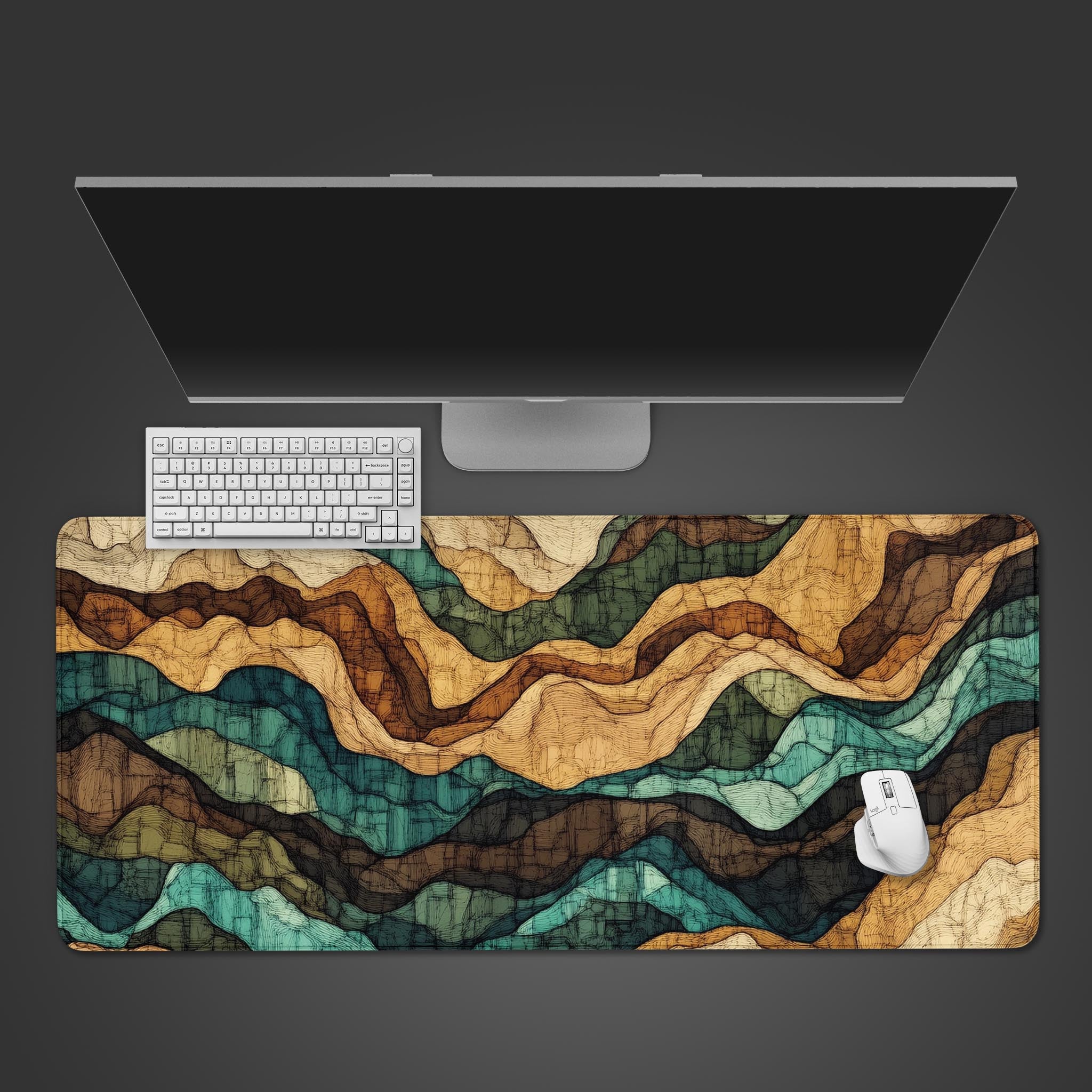 Allleftout Pixel Topography Mountains Desk Pad
