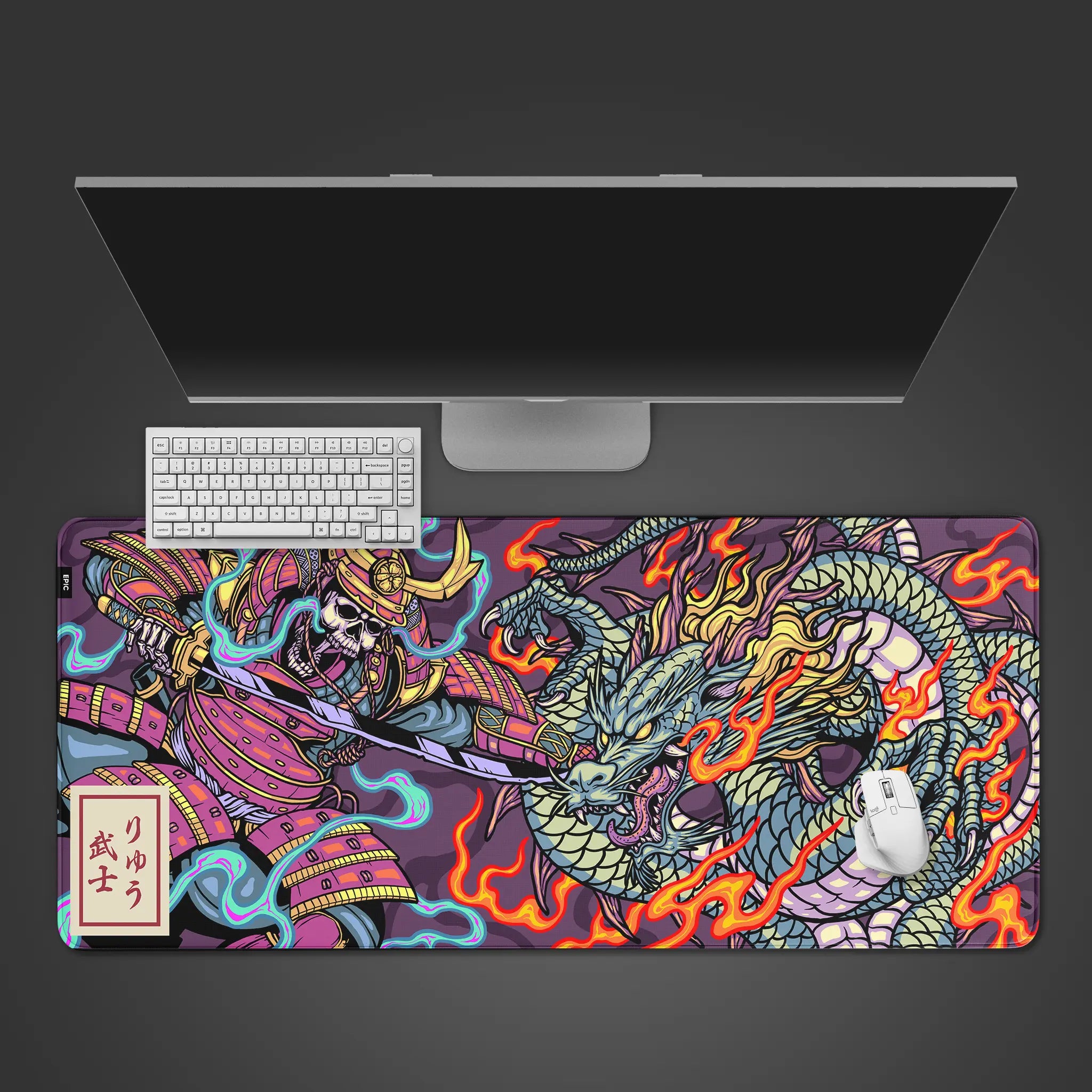 Allleftout Skeleton And Dragon Desk Pad