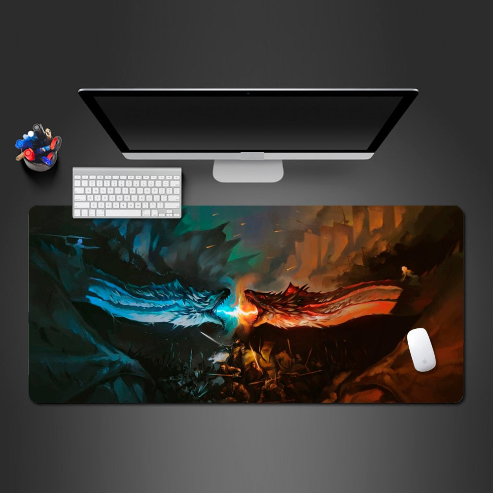 Allleftout Blue And Red Dragon Desk Pad