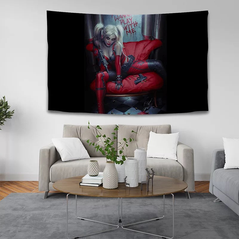 Suicide Squad Harley Quinn Wall Decor Hanging Tapestry Home Bedroom Living Room Decoration