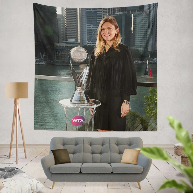 Simona Halep Honorable Tennis Player Tapestry