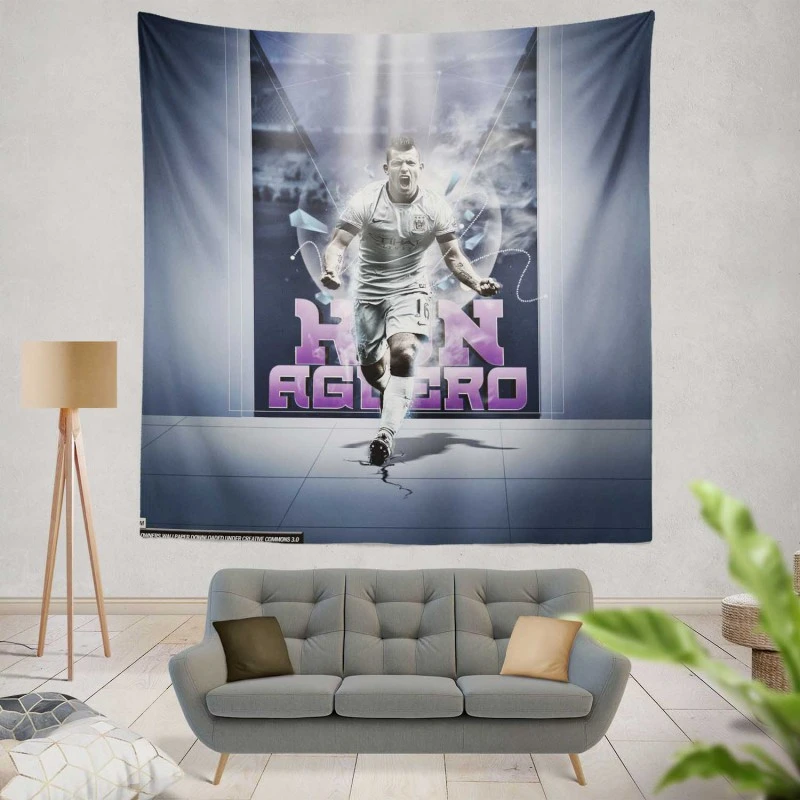 Sergio Aguero FA Cup Football Player Tapestry