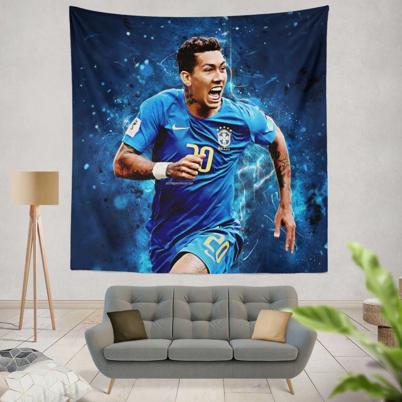 Spright Brazil Football Roberto Firmino Tapestry