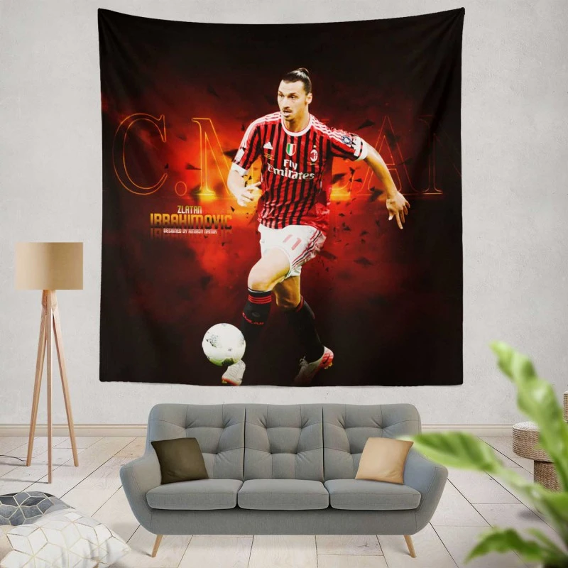 Serie A Football Player Zlatan Ibrahimovic Tapestry