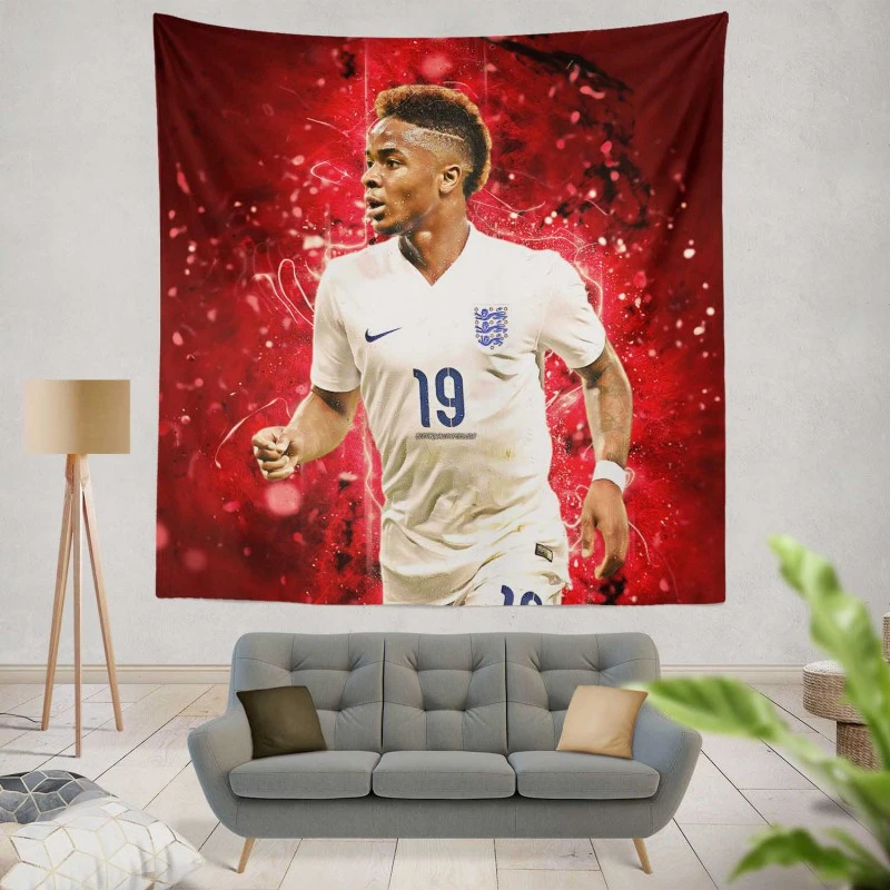 Powerful Football Raheem Sterling Tapestry
