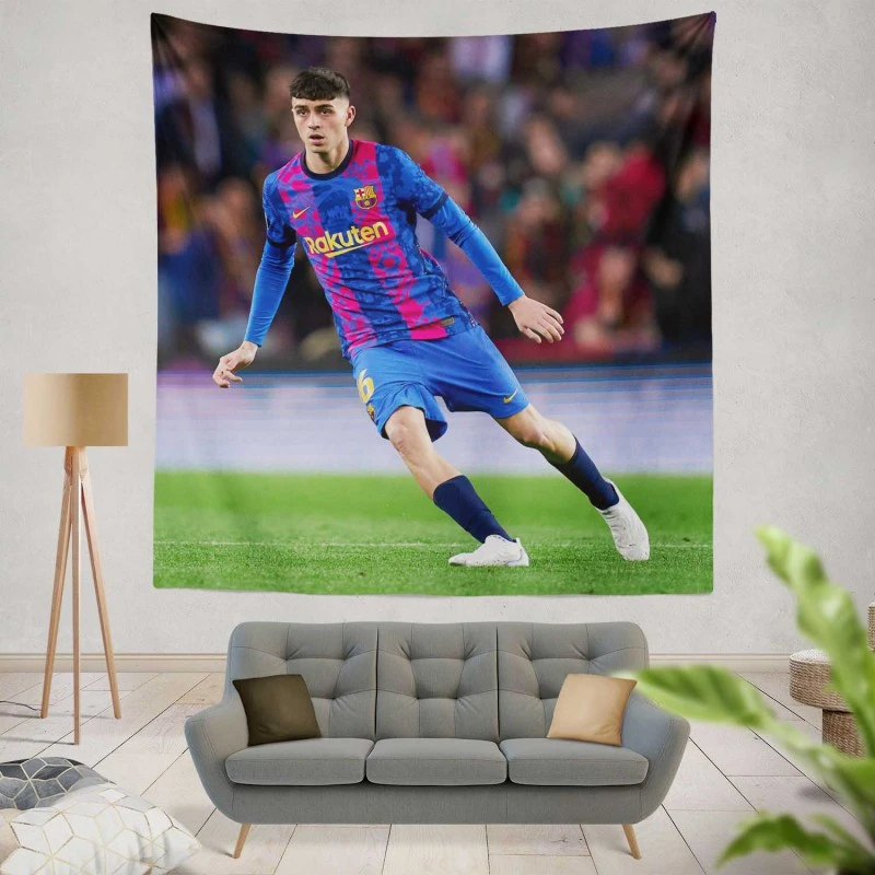 Pedri Exciting Barcelona Football Player Tapestry