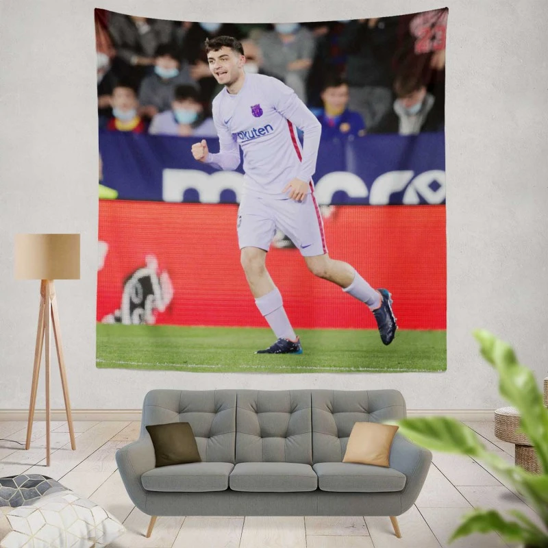 Powerful Barcelona Football Player Pedri Tapestry