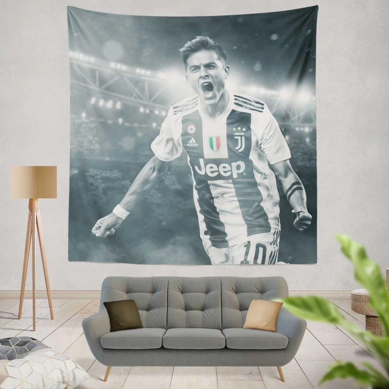 Paulo Dybala euphoric Footballer Player Tapestry