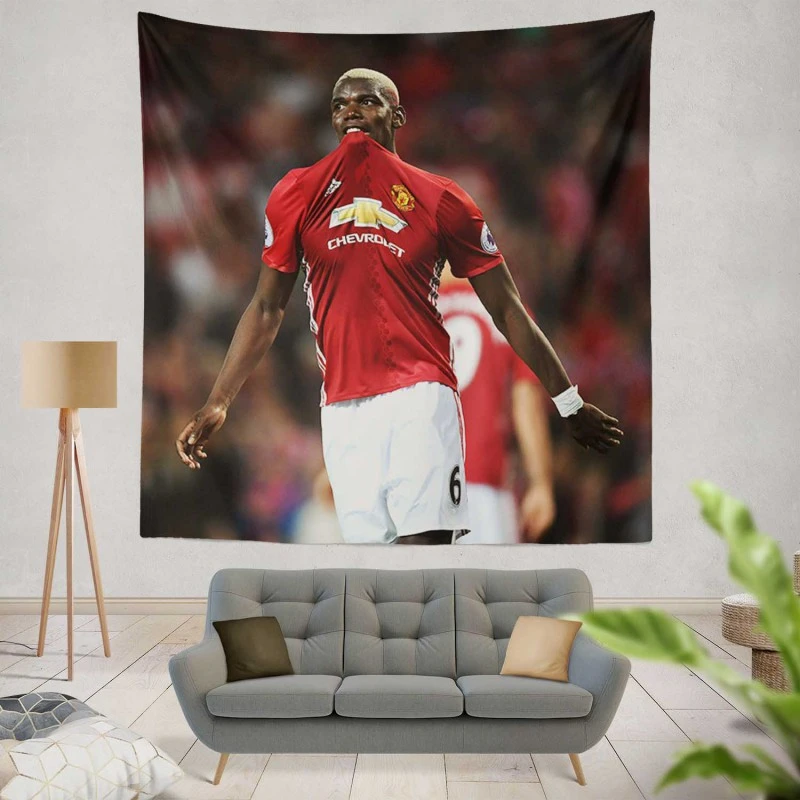 Paul Pogba Spright Man United Football Player Tapestry
