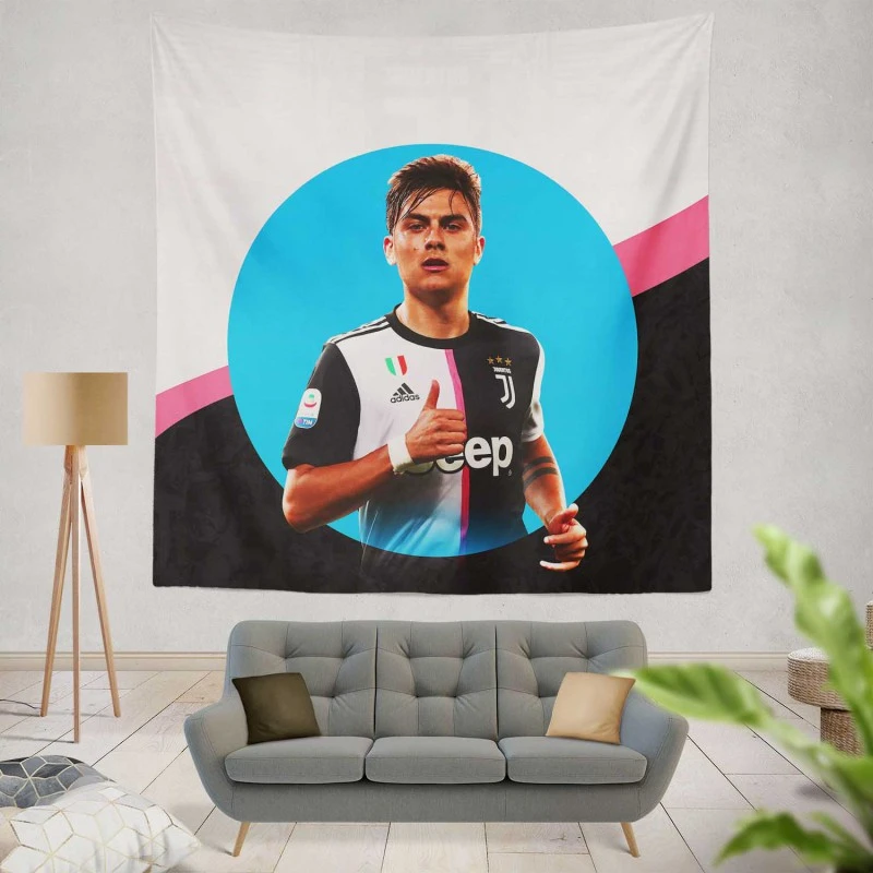 Spirited Juve Soccer Player Paulo Dybala Tapestry