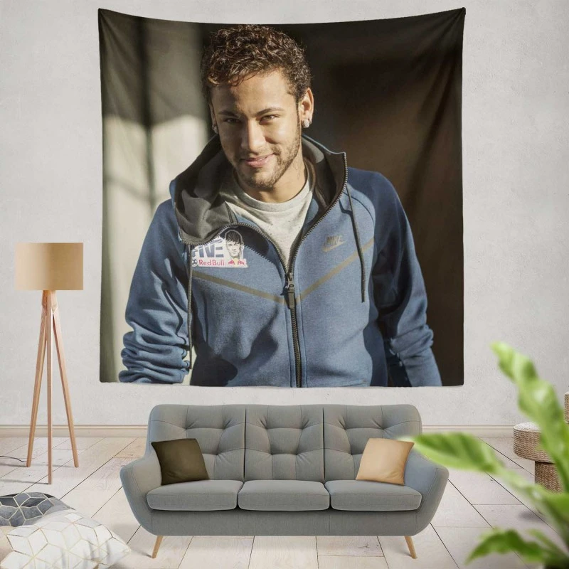 Neymar Jr Flexible Football Player Tapestry