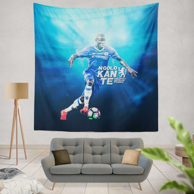 N Golo Kante Chelsea Exciting Soccer Player Tapestry