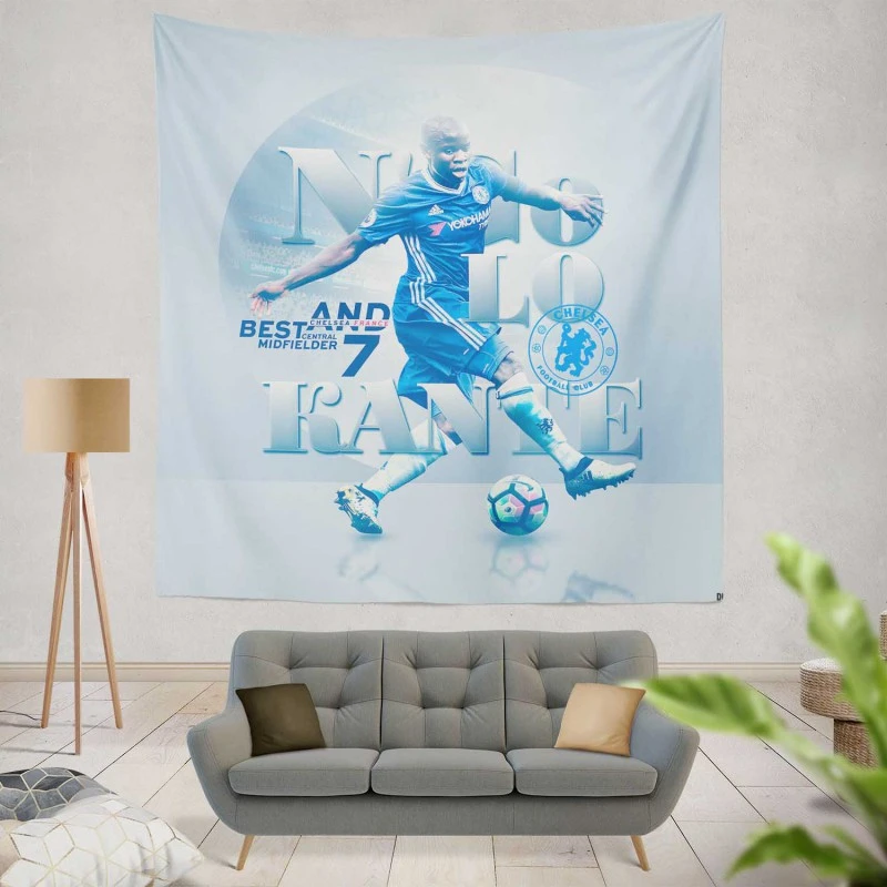 N Golo Kante Chelsea Strong Football Player Tapestry