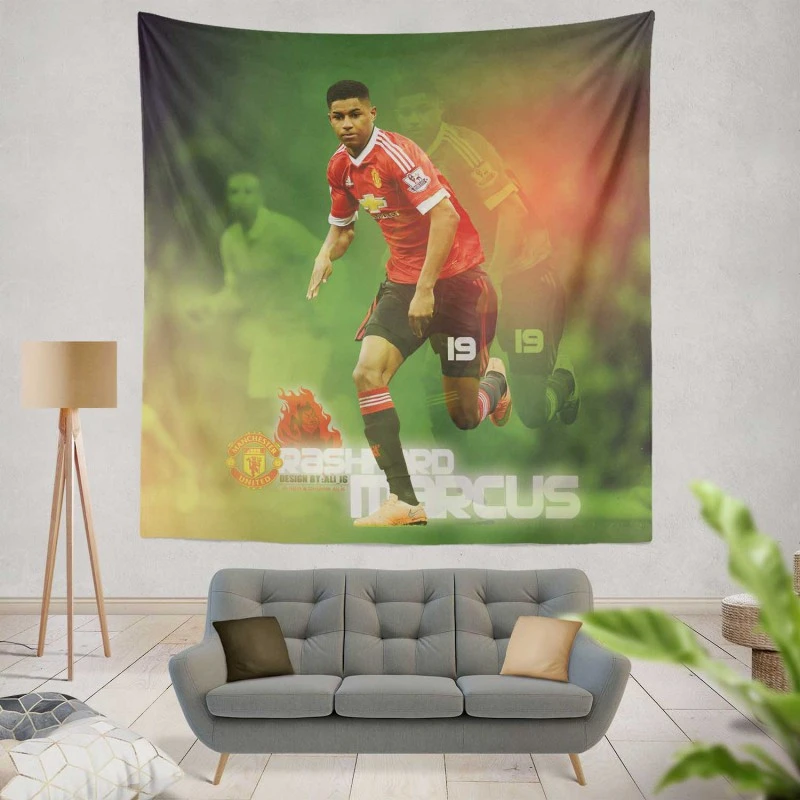 European Cup Soccer Player Marcus Rashford Tapestry