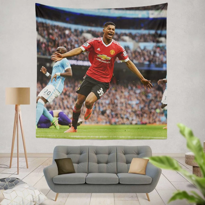 Ethical Football Player Marcus Rashford Tapestry