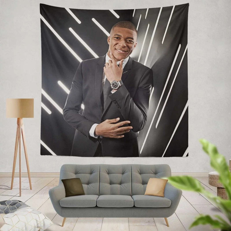 Sensational French Football Player Kylian Mbappe Lottin Tapestry