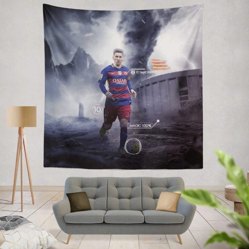 Supercopa de Espana Lionel Messi Tapestry