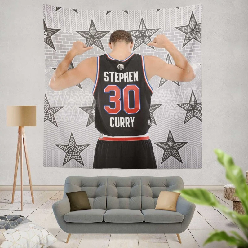 Energetic NBA Stephen Curry Tapestry