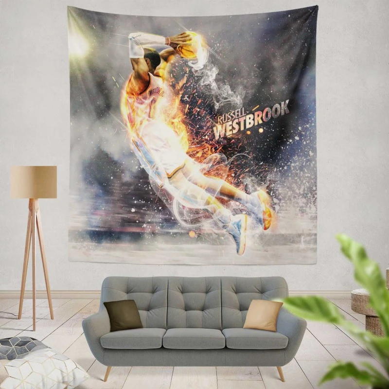 Russell Westbrook NBA Digital Artwork Tapestry