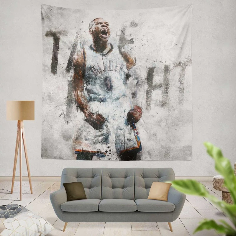 Russell Westbrook Oklahoma City Thunder Art Tapestry