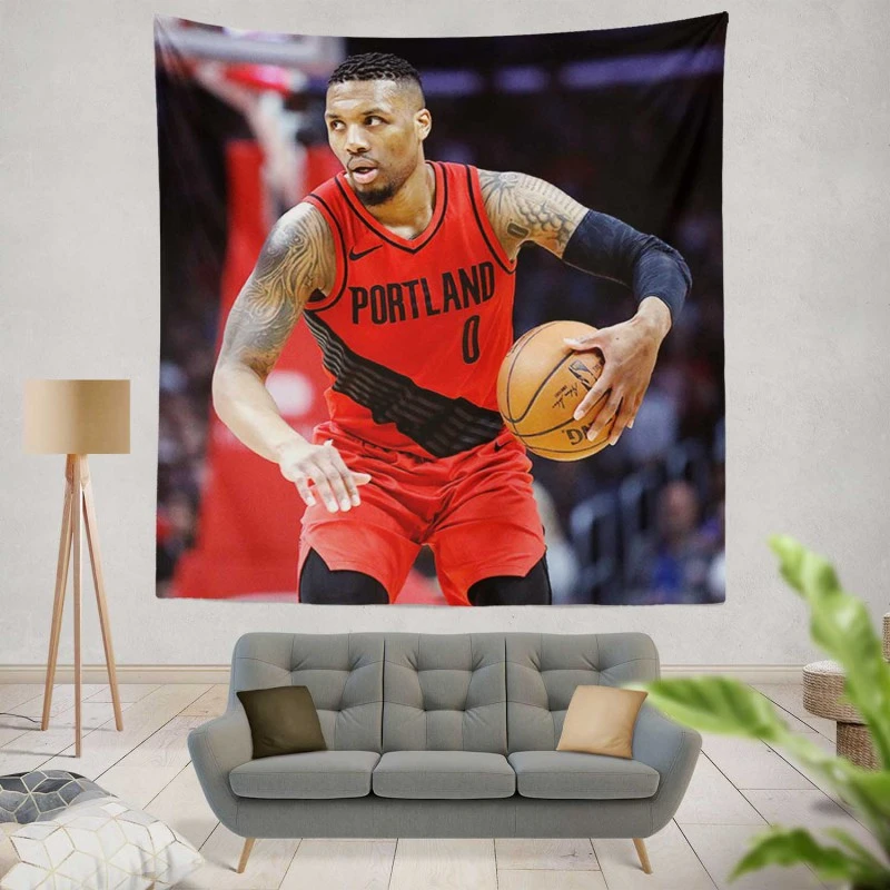 Excellent NBA Basketball Player Damian Lillard Tapestry