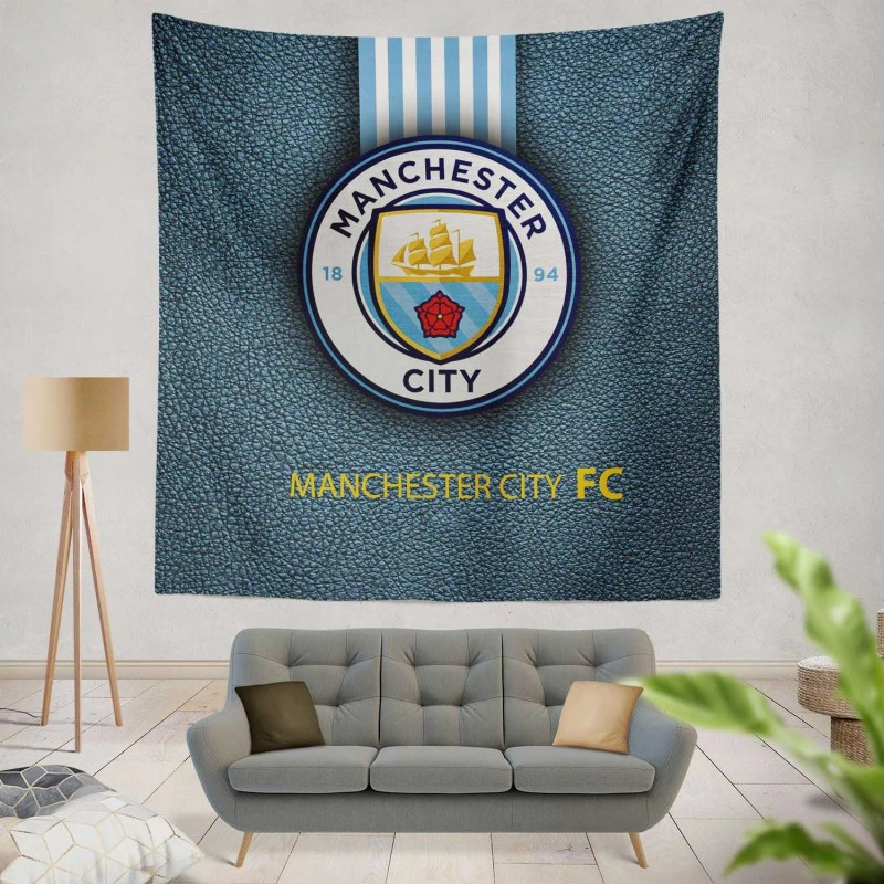 Popular England Soccer Club Manchester City Logo Tapestry