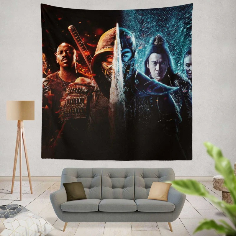 Mortal Kombat Movie Scorpion Sub-Zero Wall Hanging Tapestry