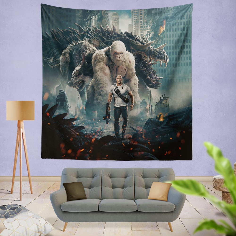 Rampage Dwayne Johnson White Gorilla Wall Hanging Tapestry