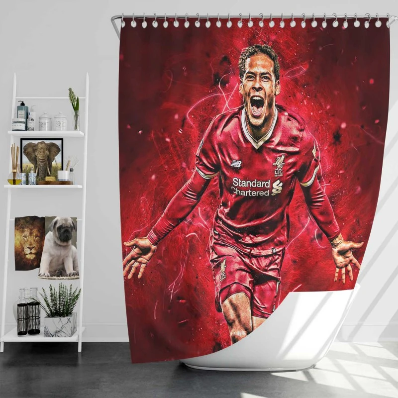 Energetic Dutch Soccer Player Virgil Van Dijk Shower Curtain