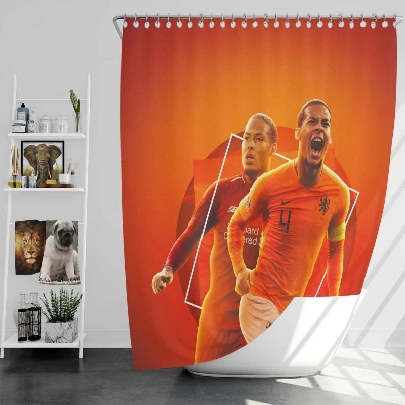 Professional Dutch Footballer Virgil Van Dijk Shower Curtain