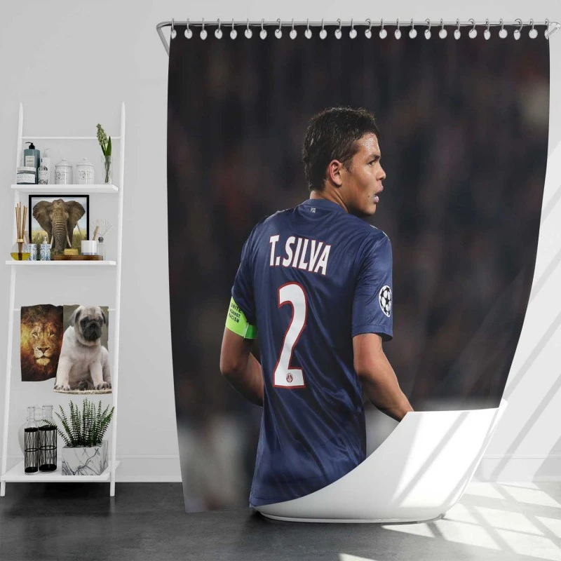 Excellent Psg Soccer Player Thiago Silva Shower Curtain