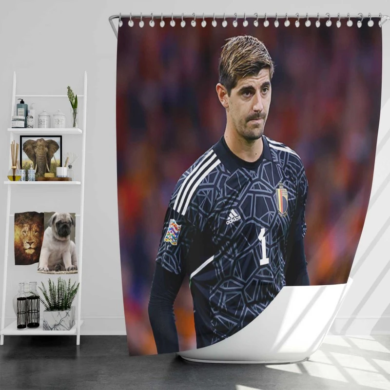 Powerful Belgium Football Thibaut Courtois Shower Curtain