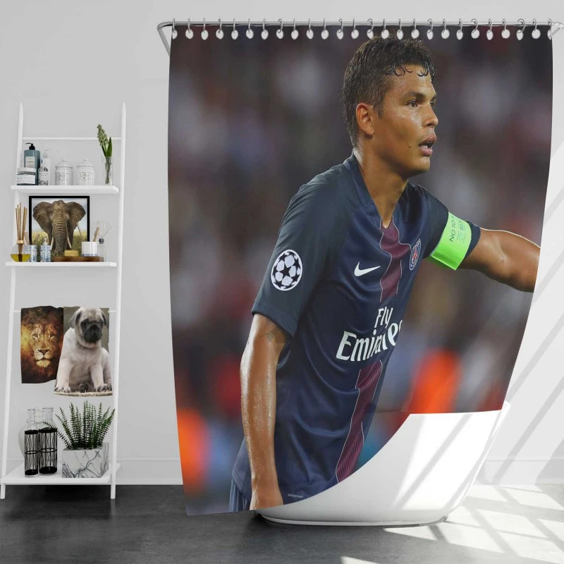 Popular Psg Football Player Thiago Silva Shower Curtain