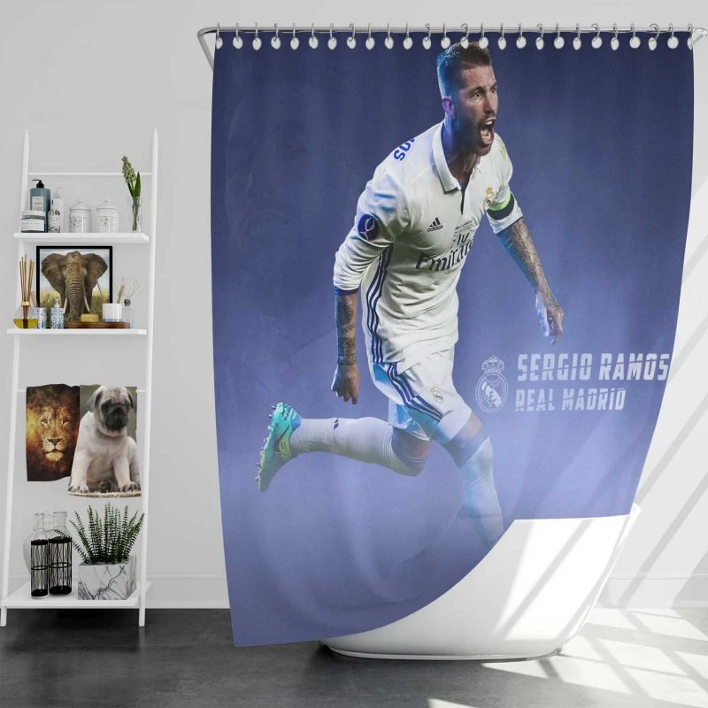 European Cup Player Sergio Ramos Shower Curtain