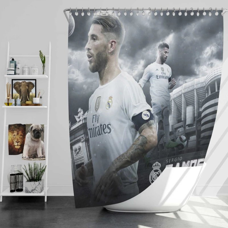 Sergio Ramos Supercopa De Espana Player Shower Curtain