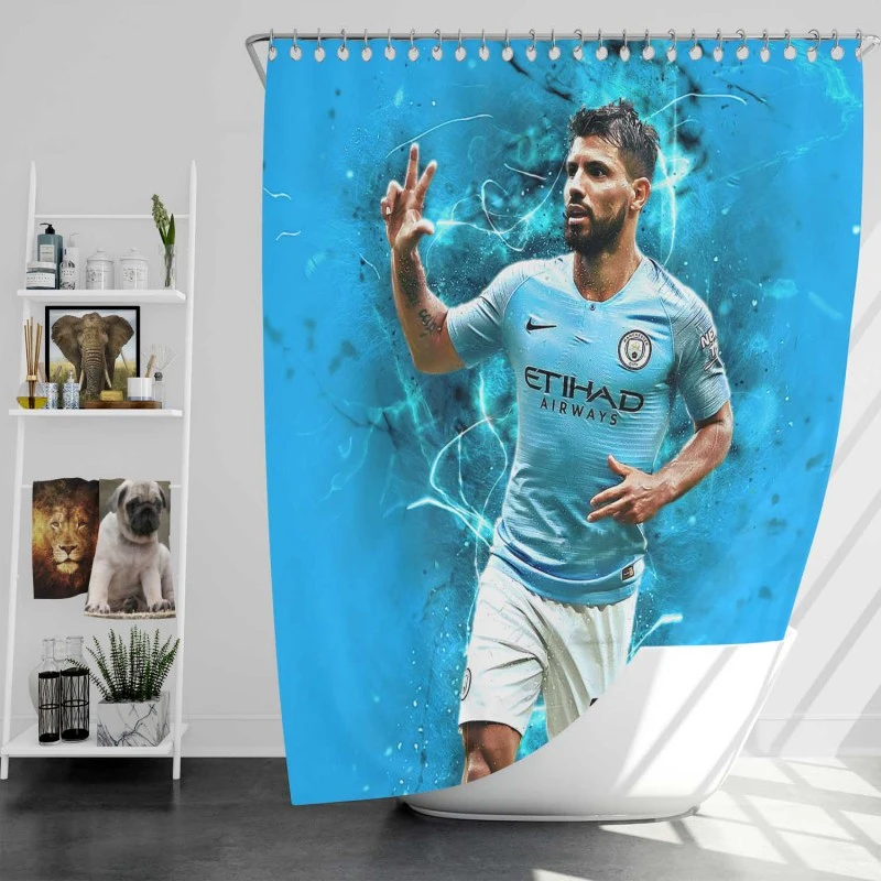 Sergio Aguero Fa Community Shields Football Player Shower Curtain