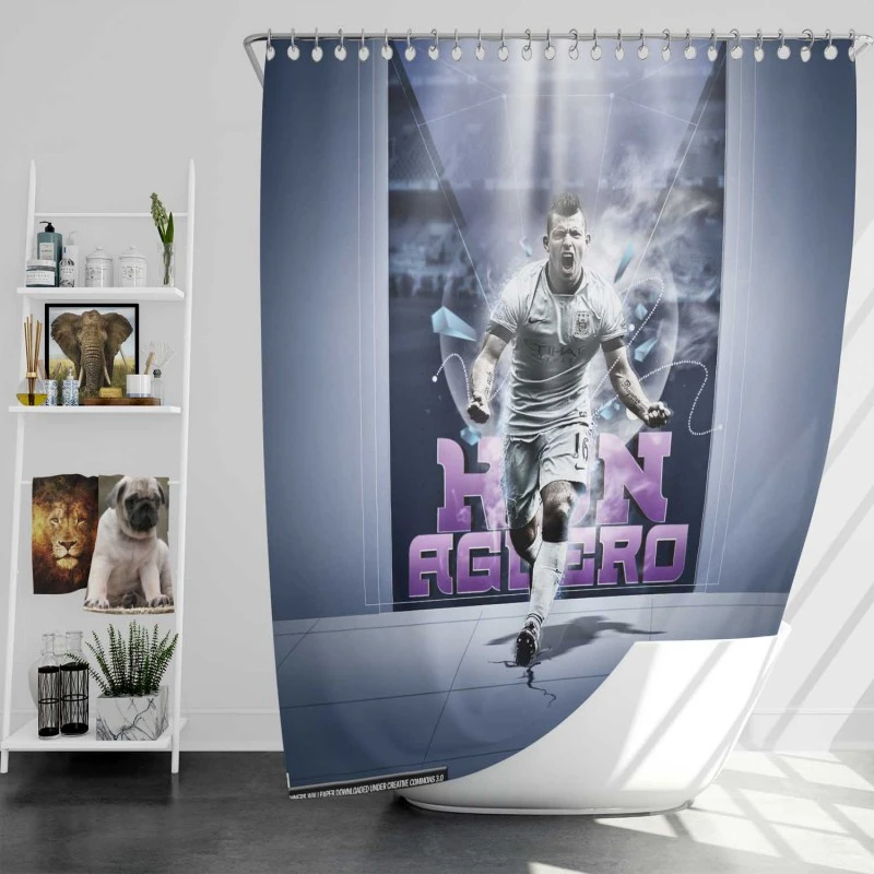 Sergio Aguero Fa Cup Football Player Shower Curtain