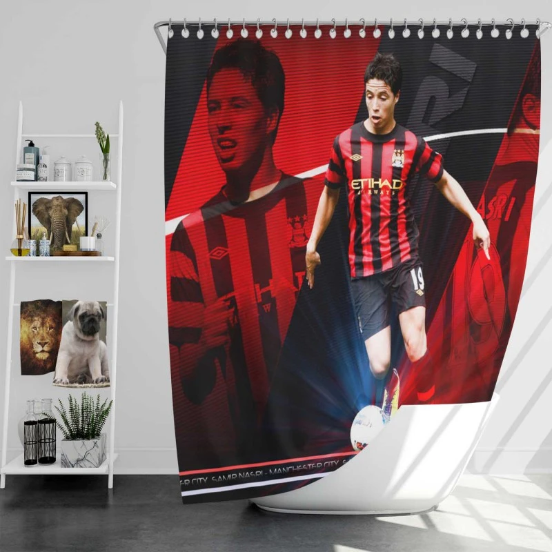 Exciting Midfield Soccer Player Samir Nasri Shower Curtain