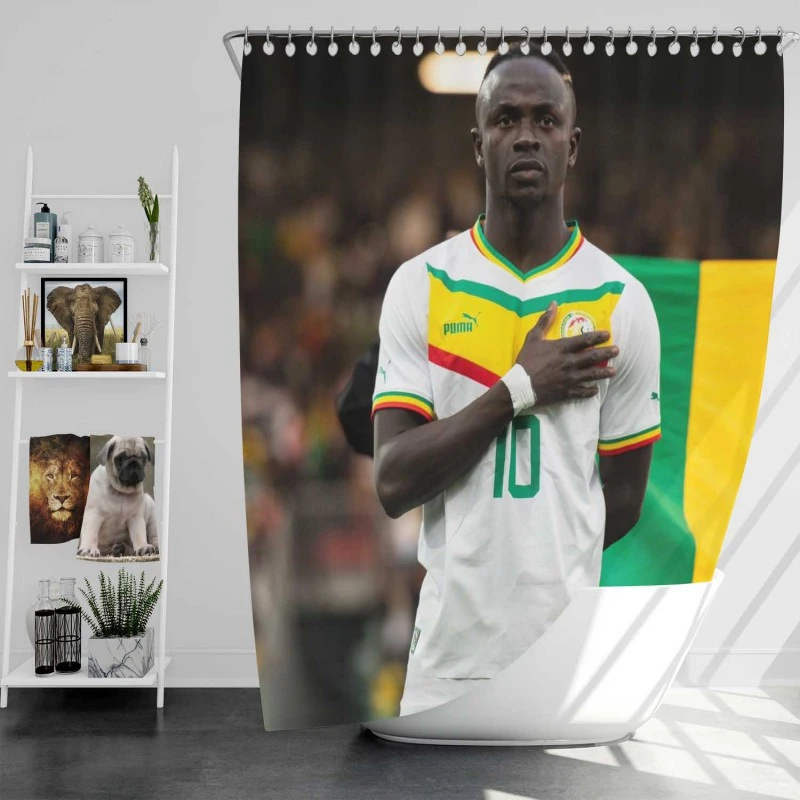 Sadio Mane Enduring Football Shower Curtain