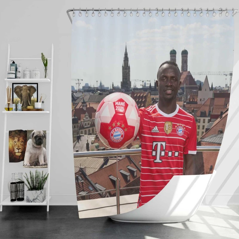 Sadio Mane Determined Football Shower Curtain