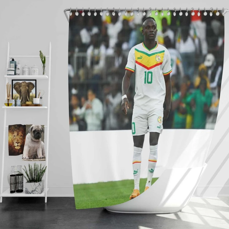 Sadio Mane Enthusiastic Football Shower Curtain